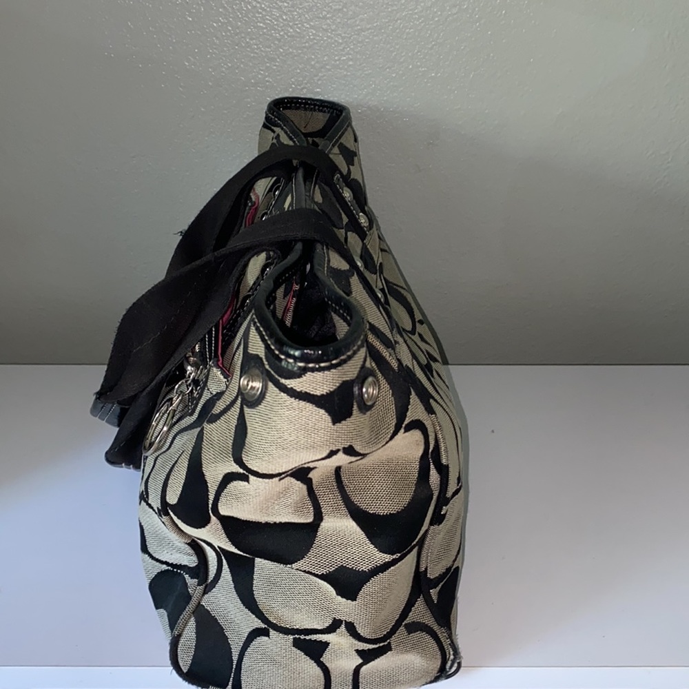 Vintage Coach Label Tote Bag Black and Grey - Picture 3 of 10